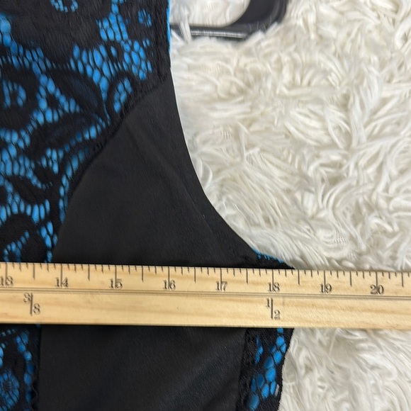 Lace Black and Blue Fit and Flare Midi Dress for Cocktail - Picture 7 of 11